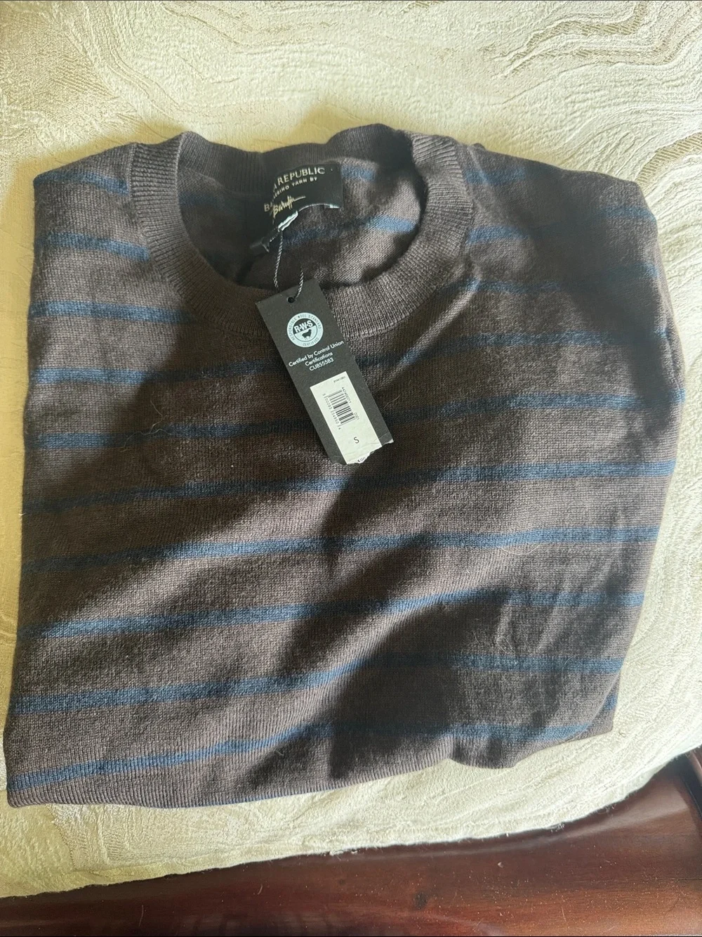 Banana Republic Brown Sweater with Navy Stripes